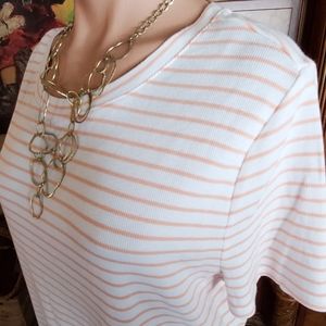 Ladies Stiped Tee 2X.  #1052
